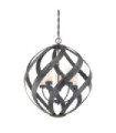 Suspension Quoizel Verre gravé opale,acier Vieux Noir