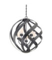 Suspension Quoizel Verre gravé opale,acier Vieux Noir