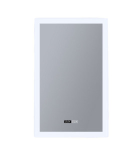 Espejo de baño rectangular de acero dulce, vidrio transparente, blanco