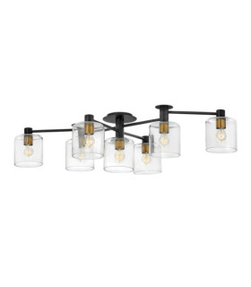 Hinkley ceiling light Clear glass, black steel with heritage brass