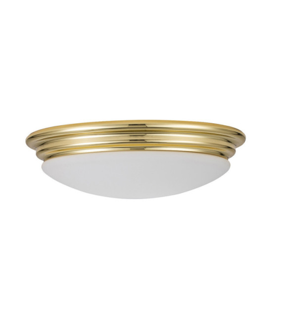 Plafonnier Brompton Verre Opale,Acier Laiton poli