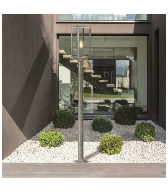 Box lámpara de pie para exterior Acero dulce Plata, Transparente