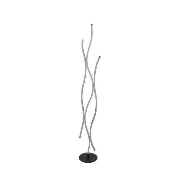 Bloom LED-Stehleuchte, Weichstahl, Holzoptik, Sandschwarz