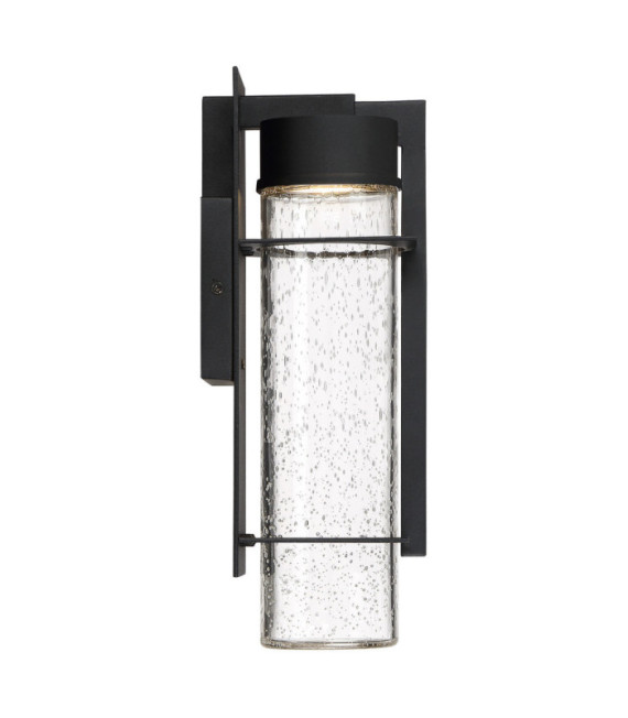 Quoizel Außenwandleuchte Aluminium, transparentes, gemasertes Glas, schwarze Erde