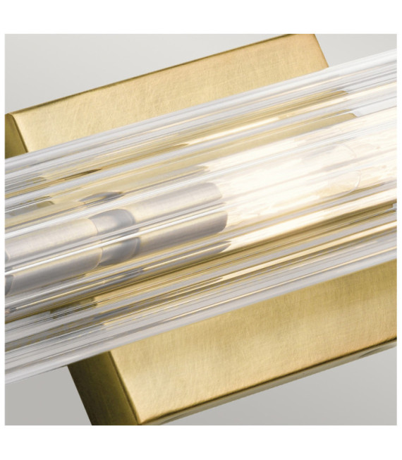 Wandleuchte Badezimmer Kichler Stahl, transparentes geriffeltes Glas Naturmessing