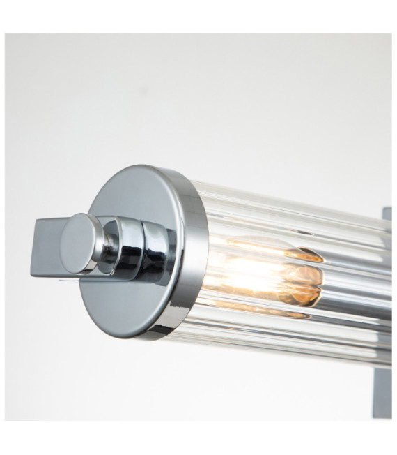 Wandleuchte Badezimmer Kichler Stahl, transparentes geriffeltes Glas Chrom poliert