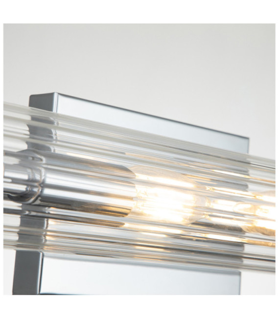 Applique murale Salle de bains Kichler Acier,verre cannelé transparent Chrome poli
