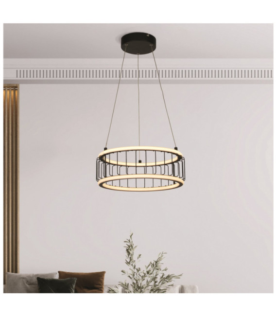 Lampada a sospensione Circolo LED Alluminio, acciaio dolce Bianco, nero sabbia