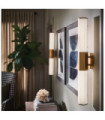 Wall light Bathroom Hinkley Steel, opal frosted glass Brass Heritage