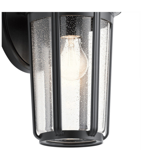 Aplique exterior Kichler Aluminio, cristal granulado transparente Negro