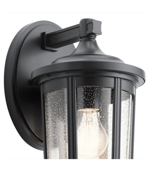 Lampada da parete per esterni Kichler Alluminio, vetro granulato trasparente Nero
