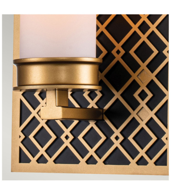 Badezimmer-Wandleuchte Ziggy Glass, goldlackierter Stahl