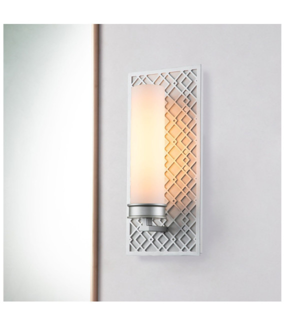 Aplique de baño Ziggy de cristal, acero lacado en plata