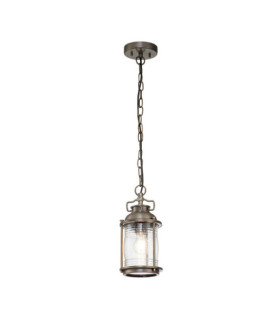 Kichler outdoor pendant light Aluminum, brass, transparent grained glass Burnished bronze