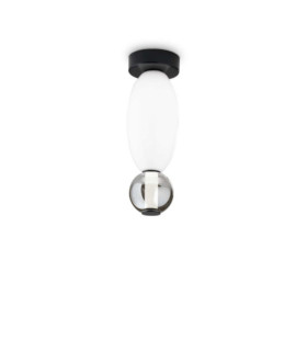 LED-Deckenleuchte aus Glas, schwarzem Metall