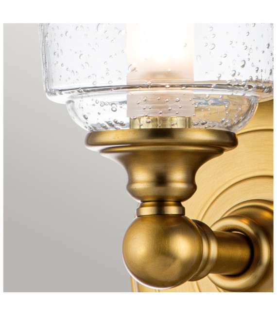 Feiss wall light Steel, transparent grained glass Burnished brass