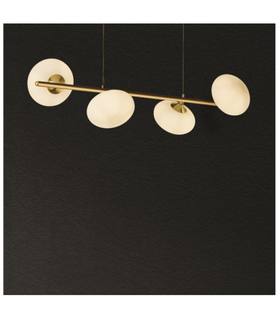 Lampada a sospensione Pebble Acciaio dolce Bianco, Ottone satinato