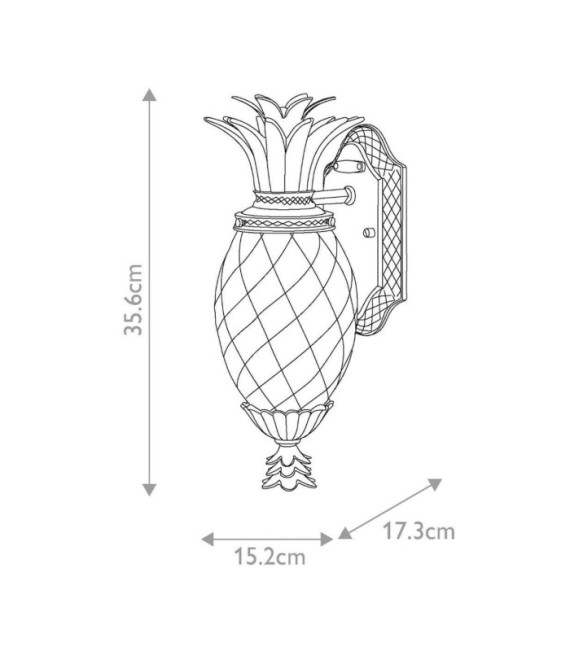 Lampada da parete per esterno Plantation Vetro ottico trasparente, alluminio Museum Nero