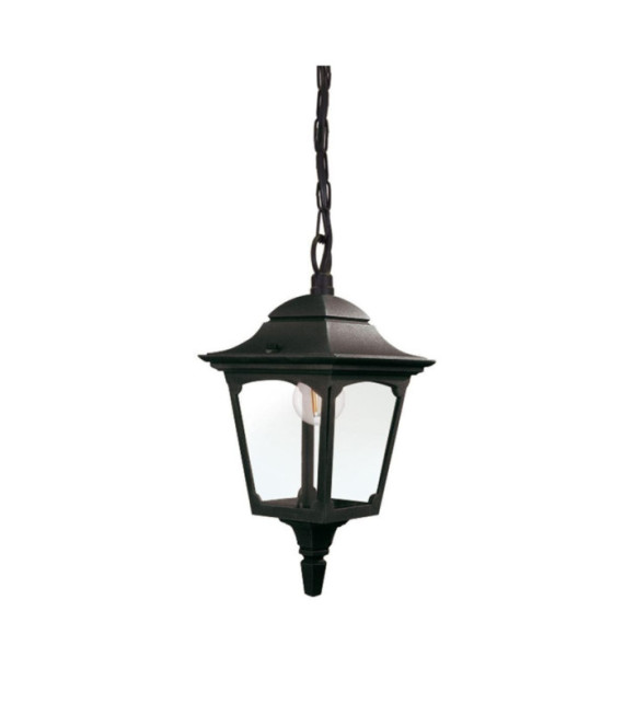 Chapel outdoor pendant light Transparent glass, cast aluminum Black