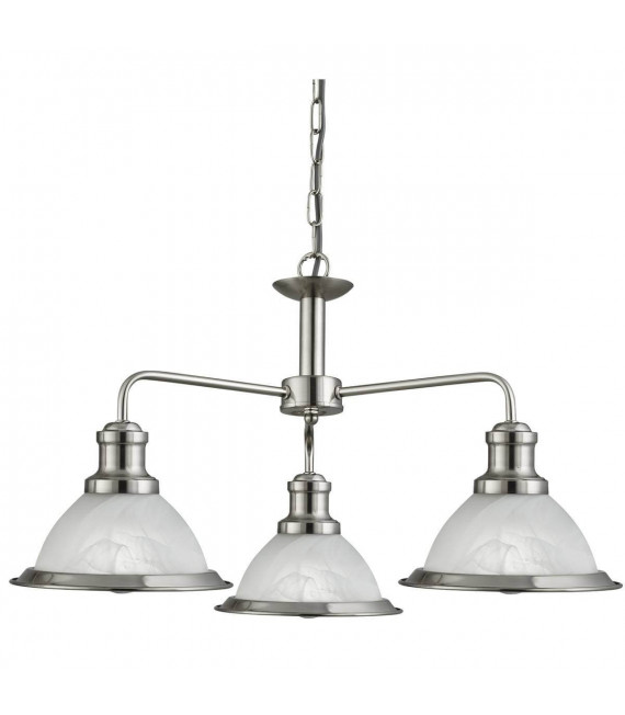 Bistro 3-Licht Anhänger aus Satin Silber und saurem Glas