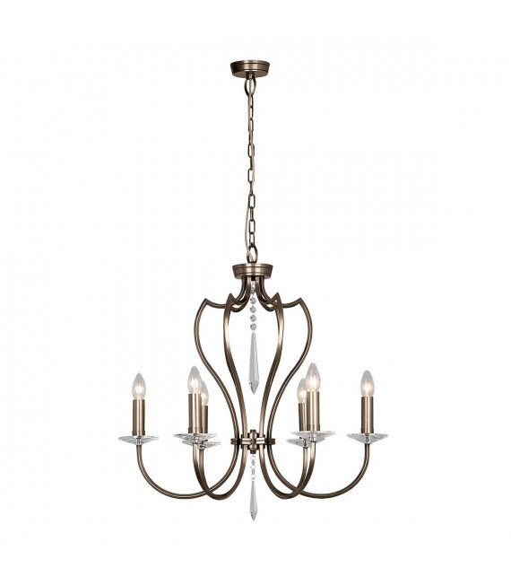Lampada a sospensione Pimlico, nichel lucido, 6 lampadine