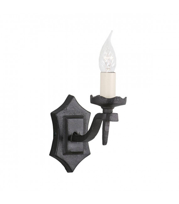 Lampada da parete Rectory, in ferro battuto nero, 1 lampadina