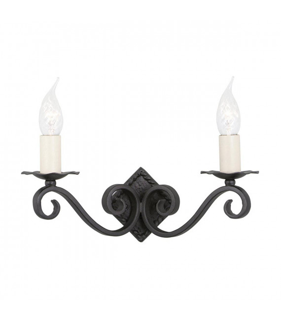 Lampada da parete Rectory, in ferro battuto nero, 1 lampadina