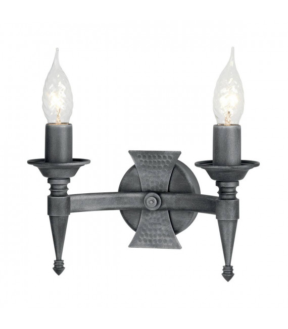 Applique Saxon, ferro battuto, nero / argento, 1 lampadina