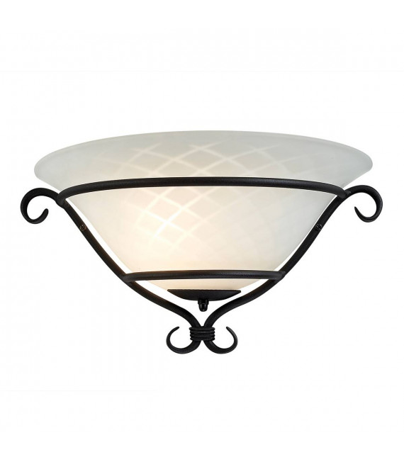 Plafón Torchiere, hierro y vidrio, negro.