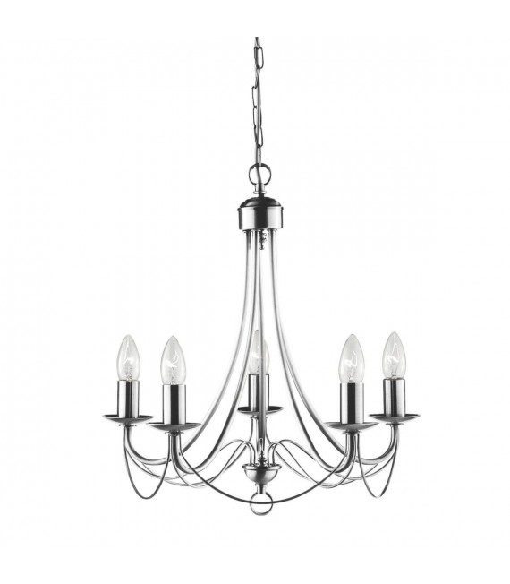 Hängelampe 5 Glühbirnen Maibaum, in Satin Silber