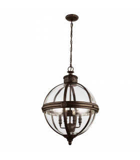 Lampada a sospensione Adams, nichel antico, 4 lampadine