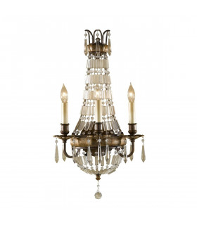 Bellini Pendelleuchte, oxidierte Bronze und Kristall, 4 Glühbirnen