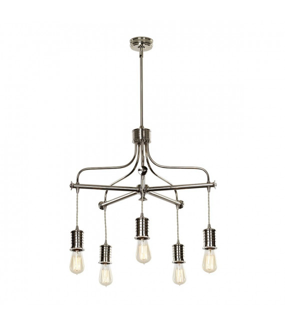 Sockel Kronleuchter, 5 Lichter, poliertes Nickel-Finish