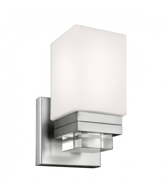 Lampada da parete Maddison, nichel satinato, vetro opale e cristallo