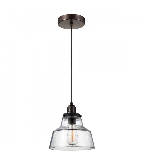 Lámpara colgante Baskin, latón pintado envejecido / zinc, vidrio