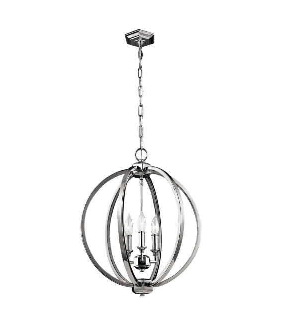 Lámpara colgante Corinne, mediana, níquel pulido, 3 luces