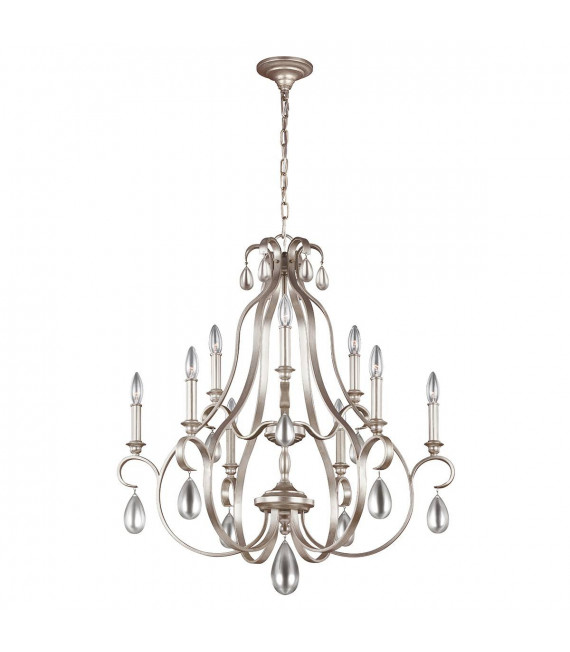 Candelabro Dewitt, acabado dorado plateado, 9 bombillas
