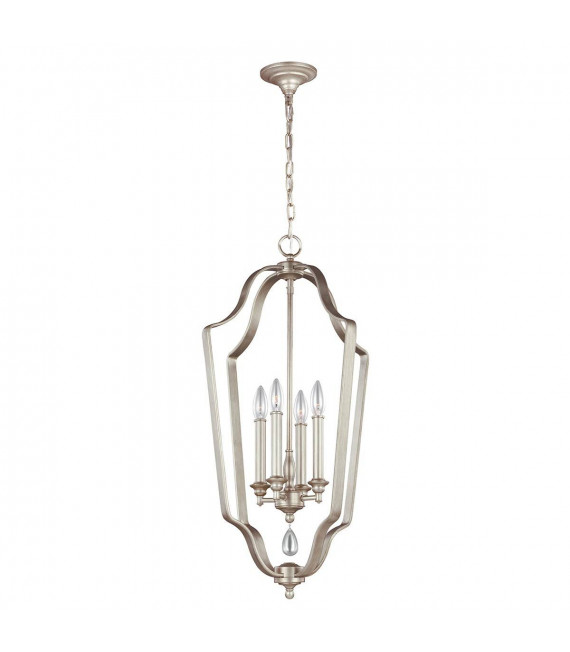 Pendente Dewitt, argento con finitura dorata, 4 lampadine