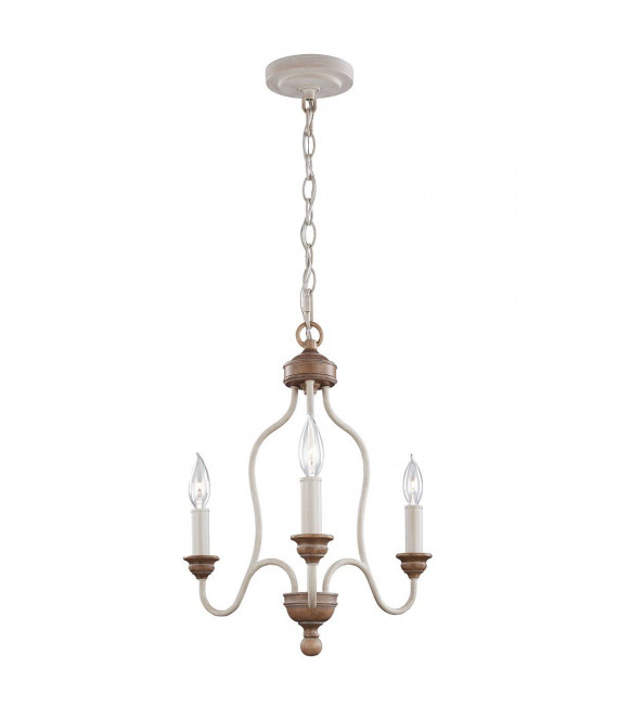 Suspension Hartsville, craie lavée et imitation bois, 3 éclairages