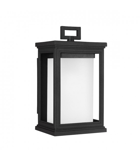 Farol Rosco, 29,3 cm, negro, cristal opal, IP44