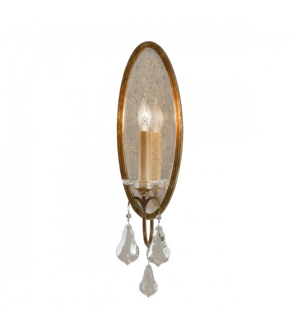 Applique bronze oxydé, décors en cristal