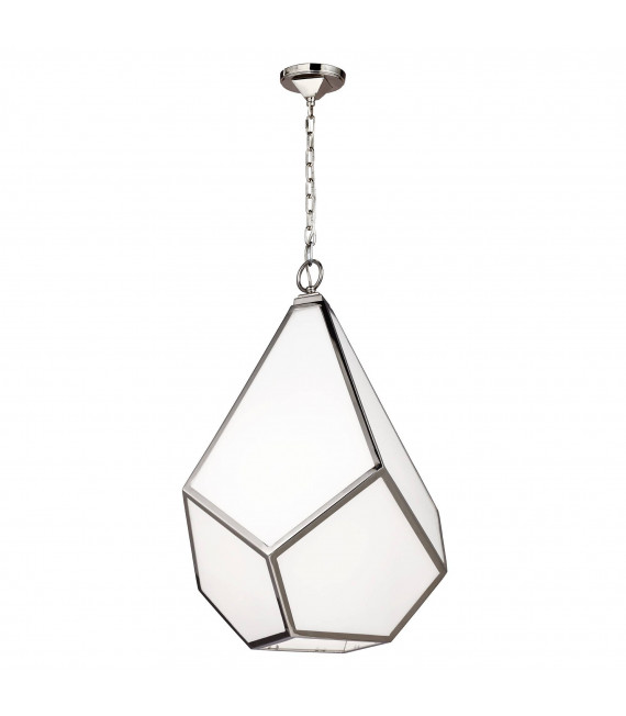 Lámpara de techo de diamante, níquel pulido y cristal opal