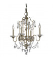 Suspension Bellini, bronze oxydé et cristal, 4 ampoules