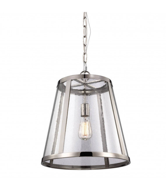 Lámpara colgante de diamantes, níquel pulido y vidrio opal, mediano