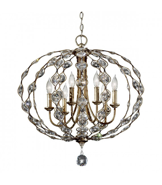 Pendente Gianna, argento e cristallo, 4 lampadine