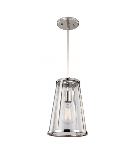 Egge Pendelleuchte, poliertes Nickel und Glas, mittel