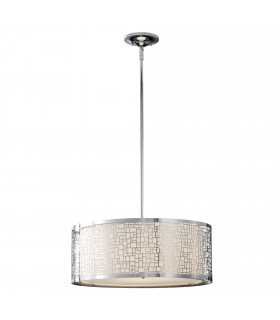 Lampada a sospensione Joplin, cromo e seta bianca, 1 lampadina