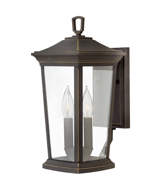 Aplique de exterior Bromlay, 38.8 cm, bronce frotado con aceite, 2 luces