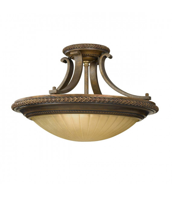 Plafoniera Kelham, bronzo dorato e vetro Scavo, 34 cm