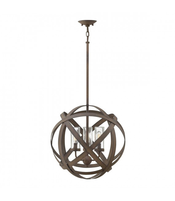 Suspension extérieure Carson, 47 cm, fer antique, 3 éclairages